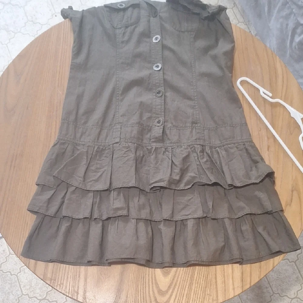 VENUS Olive Button-Up Ruffle Dress - Picture 6 of 6